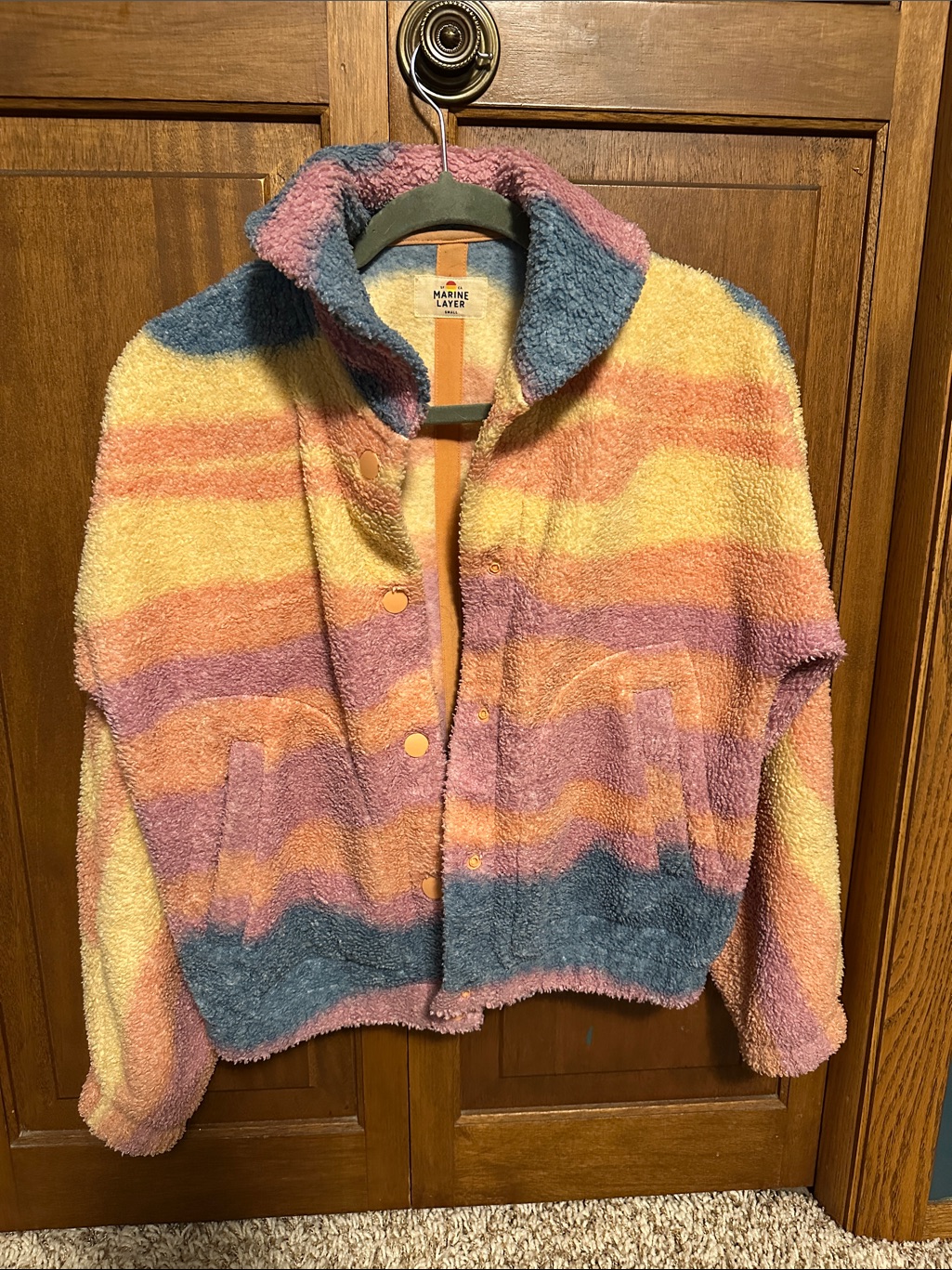 Marine Layer Cozy Sherpa Jacket In Pastel Rainbow